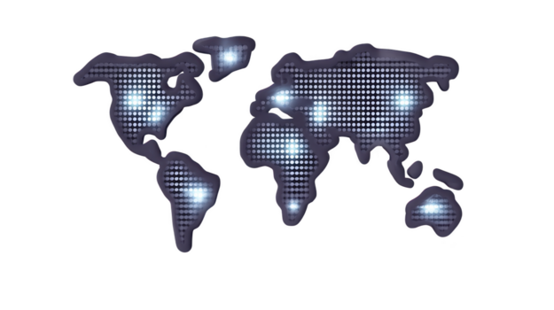 digitale mondo carta geografica con raggiante puntini astratto globale Rete moderno tecnologia futuristico stile blu leggero dati visualizzazione internazionale connessione innovazione png