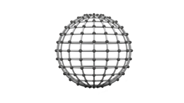 3d metallico wireframe sfera con geometrico griglia struttura, isolato su trasparente sfondo, moderno astratto disegno, futuristico e minimo stile, tecnologia concetto png