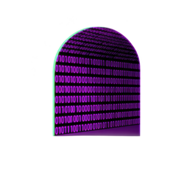 Binary code digital arch technology purple data abstract futuristic glowing digital arch filled with glowing purple binary code creates futuristic and abstract technology concept evoking sense png