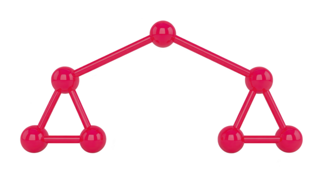 vermelho plástico molecular modelo geométrico estrutura isolado em transparência fundo educacional ferramenta Ciência conceito química Aprendendo brincalhão abstrato brilhante superfície png