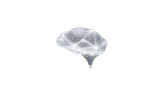 astratto digitale cervello maglia Rete bianca trasparenza sfondo tecnologia futuristico raggiante Linee poligonale artificiale intelligenza scienza minimo moderno neurale struttura wireframe. png