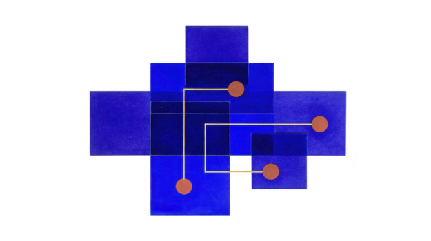 azul cuadrado resumen geométrico Arte moderno digital mínimo diseño tecnología conexión red modelo forma contemporáneo creativo composición antecedentes estructura línea circuito electrónico png