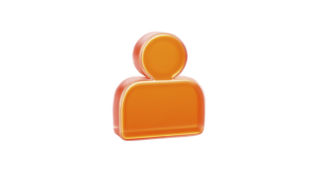 orange användare ikon, glansig 3d avatar symbol, isolerat på transparent bakgrund, modern digital profil illustration, glad och enkel design för webb eller app gränssnitt png