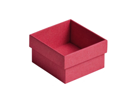 Red square gift box with open lid, textured paper surface, isolated on transparency background, perfect for packaging, storage, or presenting small items, simple and elegant design png