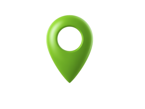 Green map pin location marker navigation symbol isolated on transparent background 3D illustration modern design useful for travel direction and GPS concepts png