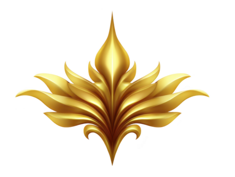 Golden floral ornament with elegant, symmetrical leaf design, decorative motif, and luxurious shine, perfect for invitations, logos, or classic art accents png