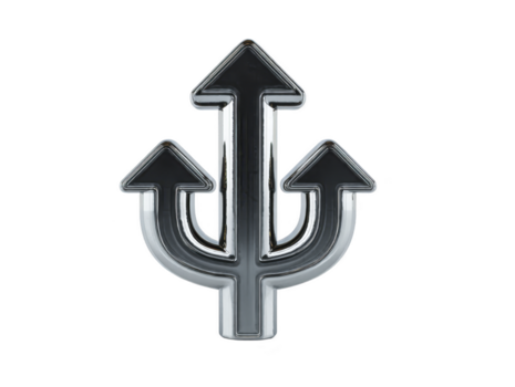 tre pil symbol metallisk isolerat på transparent bakgrund representerar riktning val eller navigering med modern och reflekterande stil frammanande känsla av beslut och rörelse png