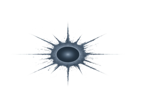 resumen metálico chapoteo con agudo Picos radiante desde lustroso oscuro esfera, aislado en transparente fondo, futurista y dinámica energía Estallar diseño png