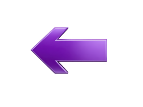 lila vänster pil glansig stil isolerat på transparent bakgrund Begagnade för navigering riktning eller gränssnitt design modern och vibrerande lämplig för webb eller app ikoner png