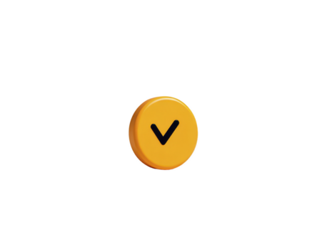 giallo dai un'occhiata marchio pulsante il giro icona isolato su trasparente sfondo 3d rendere semplice design approvazione simbolo moderno stile digitale interfaccia elemento allegro e positivo png