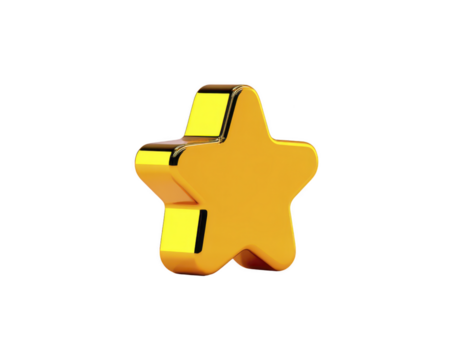 gyllene 3d stjärna ikon med skinande yta, isolerat på transparent bakgrund, symboliserar prestation, Framgång, pris, eller favorit, lämplig för digital design och användare gränssnitt png