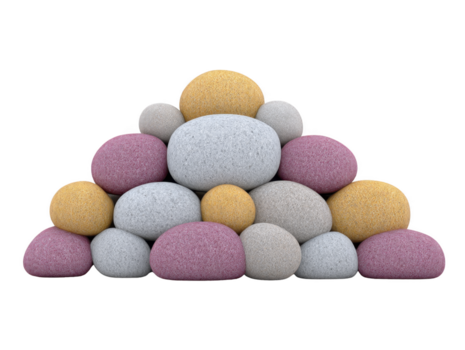 colorato pietra mucchio con liscio struttura, con giallo, rosa, e grigio rocce disposte nel piramide forma, isolato su trasparenza sfondo, la creazione di giocoso e allegro umore png