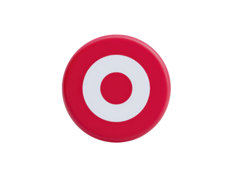 Red circular object with white concentric circles, isolated on transparency background, symbolizing target or bullseye, commonly used in games, sports, or as focus icon png