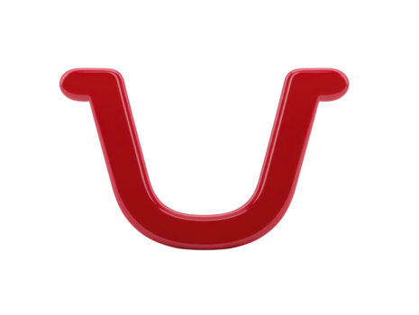 vermelho carta você com lustroso terminar, isolado em transparente fundo, negrito maiúscula alfabeto símbolo, brincalhão e moderno estilo, adequado para Educação ou gráfico Projeto projetos png