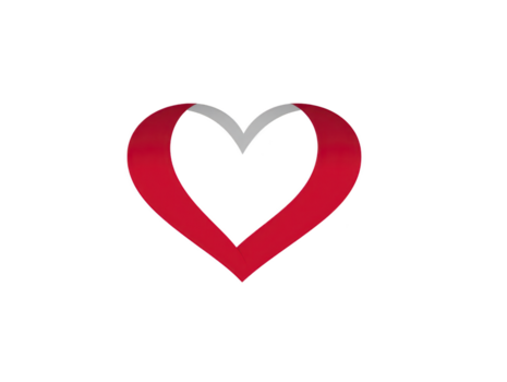 Red heart shape minimalist design love symbol romantic isolated on transparent background modern style simple emotional passion affection decorative art png