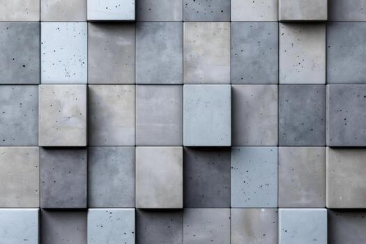 Concrete block wall creating abstract geometric background pattern photo