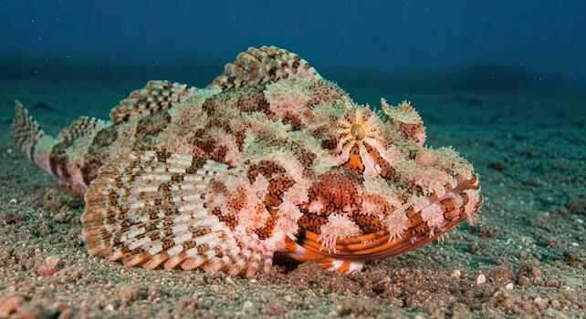 Camouflaged Stonefish Blending Seamlessly with the Ocean Floor. photo