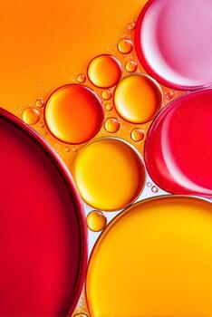 Bubbles of oil and water creating abstract colorful patterns photo