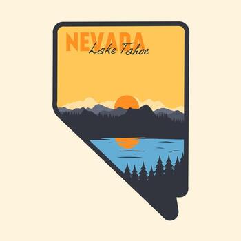 Nevada Outline map with Lake Tahoe Background Perfect for Print, Apparel, etc vector