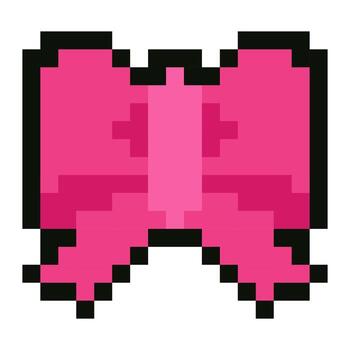 Bright pink pixel art bow in retro 8 bit style isolated on white background vector