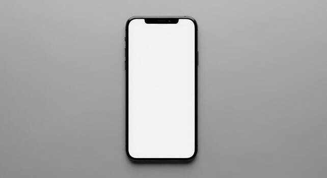 An iphone with a blank screen on a gray background photo