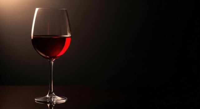 A glass of red wine on a table photo