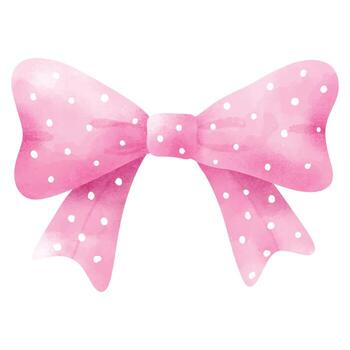 Pink Polka Dot Watercolor Bow vector