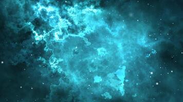 blå abstrakt Starfield rörelse animering som visar lysande nebulosa damm moln flytande genom kosmisk djup Plats bakgrund video