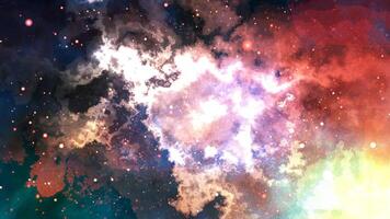 bunt Nebel Raum Hintergrund Schleife mit glühend kosmisch Wolken, Sterne, und abstrakt tief Universum Energie video