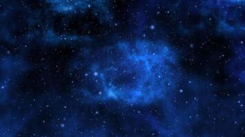 Blau Nebel Raum Hintergrund Schleife mit glühend Energie Wolken, Sterne, und tief äußere Raum Bewegung video