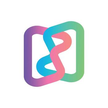 Intertwined Gradient Frames Abstract Symmetrical Logo in Multicolor vector