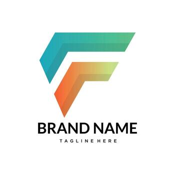 Angular F Gradient Logo Dual-Tone Abstract Symbol for Modern Branding vector