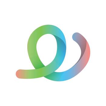 Ribbon Loop Curve Abstract Gradient Logo in Green, Blue, and Red vector