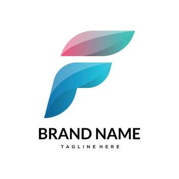 Gradient Fusion F Logo Abstract Modular Branding Symbol vector