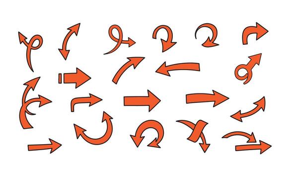 Sketchy Directional Pointers and Curls or Doodle Arrows Collection vector