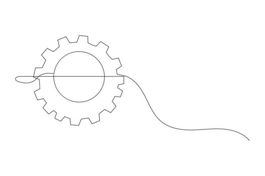 Continuous one line drawing of settings minimalist concept design vector