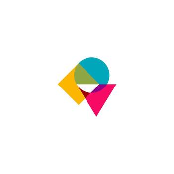 circle, square, triangle simple shape colorful logo vector