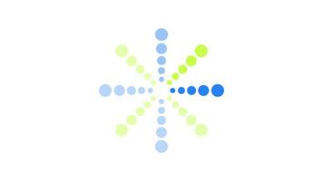 starburst tratteggiata filatore Caricamento in corso icona animazione. puntini in sequenza evidenziato alternando. animato caricatore isolato su bianca trasparente. ragnatela design 4k . respingente, filatore. utente interfaccia elemento video