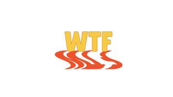 animado negrita Jerga wtf con dinámica distorsionado sombra. qué el jerga. grosero abreviatura de incredulidad, enojo, confusión. naranja texto animación con psicodélico ondulado efecto. 70s miedoso movimiento gráficos video