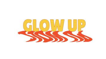 animado negrita Jerga resplandor arriba con dinámica distorsionado sombra. positivo transformación. gen z cambio de imagen jerga. mejorar ser. naranja texto animación con psicodélico ondulado efecto. 70s miedoso movimiento gráficos video