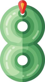 Green jade pendant with red string on white background vector