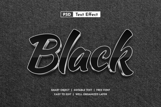 Sleek Black Script Cursive Editable Text Effect psd