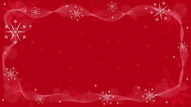 rojo antecedentes fondo de pantalla rectangular marco decorado con ondulado líneas y espumoso copos de nieve en invierno vector