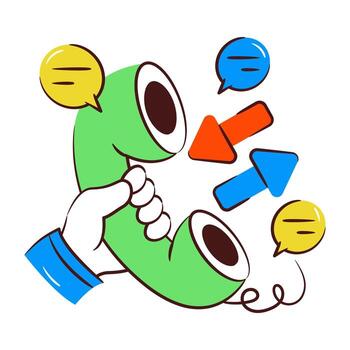 receptores con dos camino flechas, mano dibujado concepto de llamada desviación vector