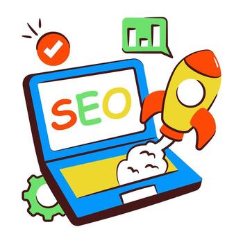 Conceptual hand drawn icon of system launch vector