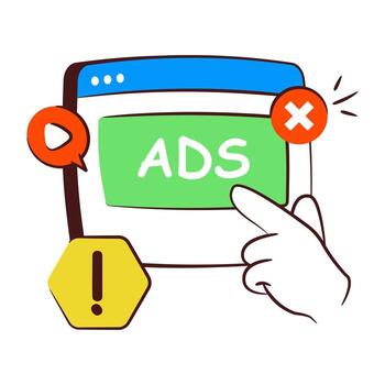 Conceptual doodle design icon of block ad vector