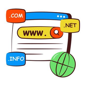 An hand drawn icon design of web domains vector