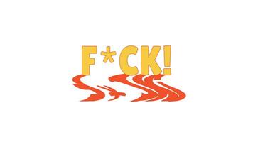 Animated bold slang censored expletive with dynamic distorted shadow. Cussing, profanity. Swearing, . Strong language. Orange text animation with psychedelic wavy effect. 70s funky motion graphics video