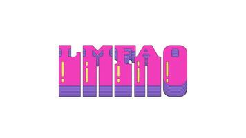 animerad ord lmfao i dynamisk vaporwave typografi. förkortning. rolig rolig reaktion i konversation. slät text animering med skiktad skuggor glidning upp och ner. retro Vinka rörelse grafik video