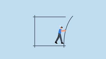 spingendo limiti sfida te stesso per superare confine, imprenditore sforzandosi per spingere al di là limiti, video